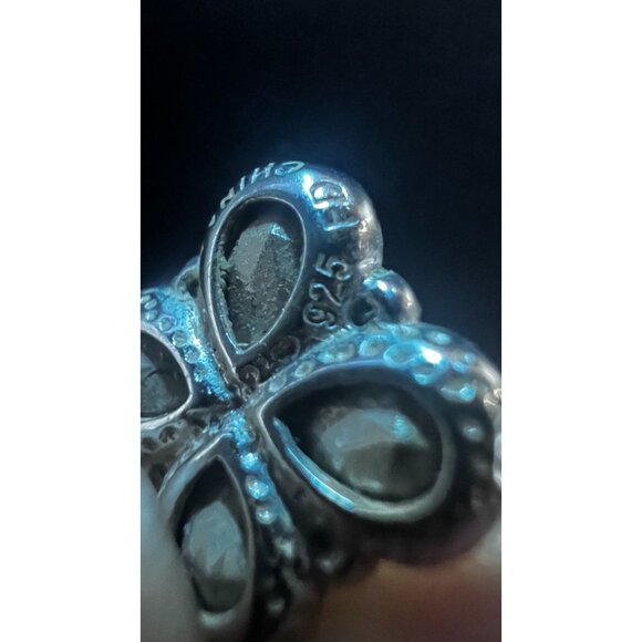 Sterling Silver 925 Blue Topaz Clover Drop Earrings Leverback Hook - Picture 4 of 11